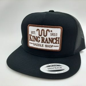 King Ranch Embroidered Patch Flat Bill Trucker Mesh Snapback Hat Cap Black